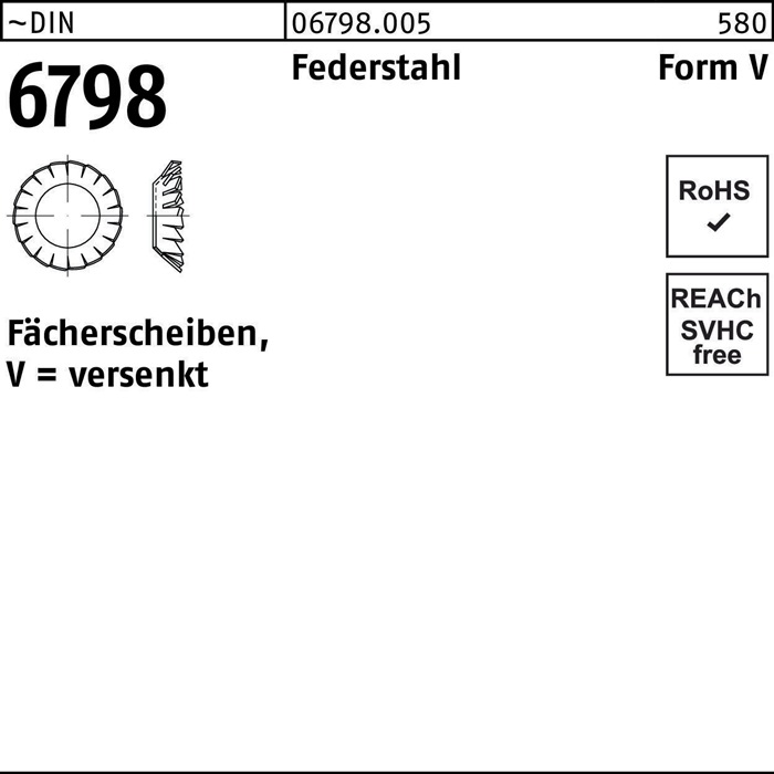 Fächerscheibe DIN 6798 FormV versenkt V 4,3 Federstahl 3000 Stück