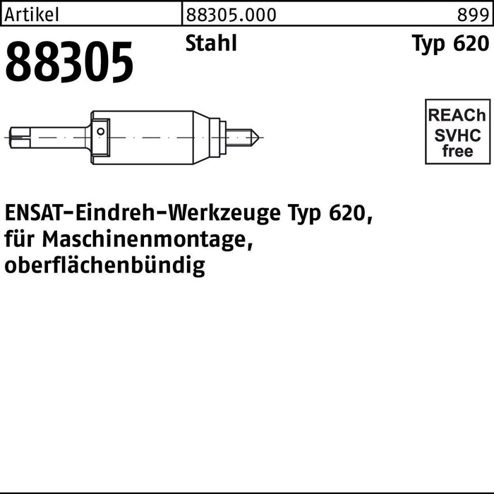 Eindrehwerkzeug R 88305 Typ 620 M16 Stahl 1 Stück ENSAT