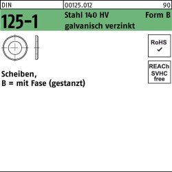 Unterlegscheibe DIN 125-1 B 25x44x4 Stahl 140 HV galv.verz. gestanzt 200St.