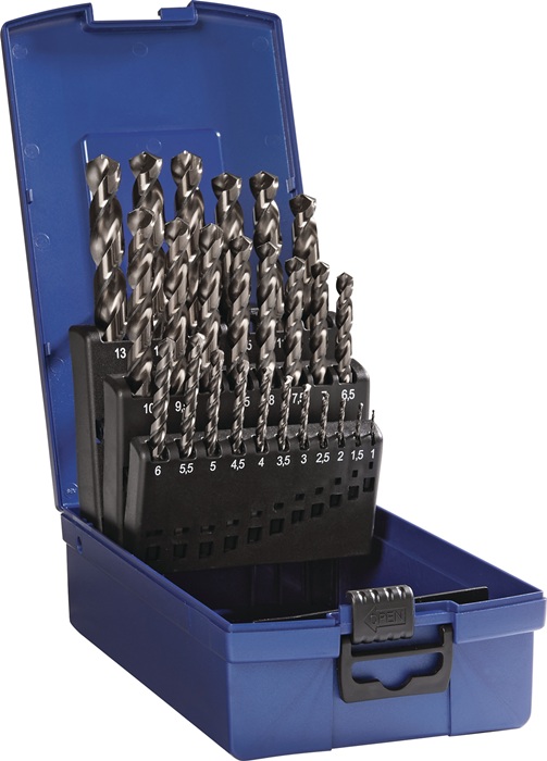 Spiralbohrersatz DIN 338 Typ TFL D.1-13x0,5mm HSS-Co5 fasennitr.25tlg.TECWERK