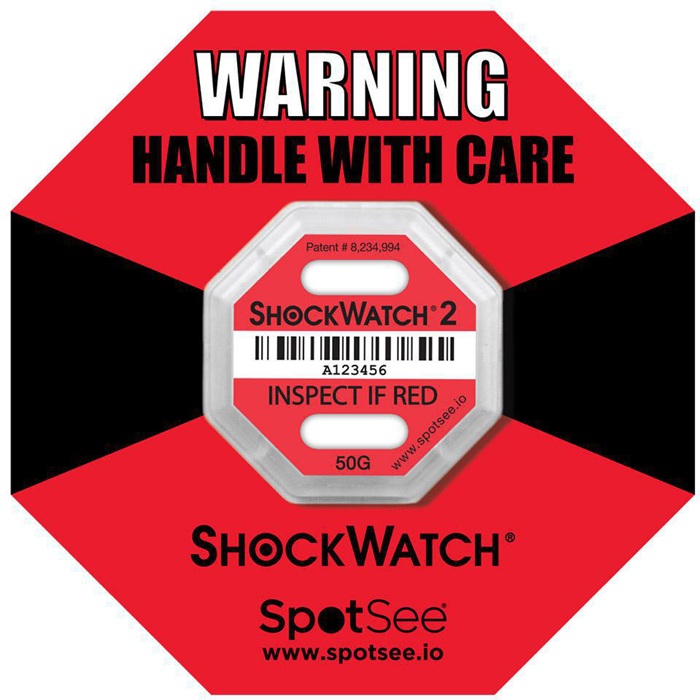 Schockindikator Shockwatch® 2 Empfindlichkeit 50g rot TRANSPAK