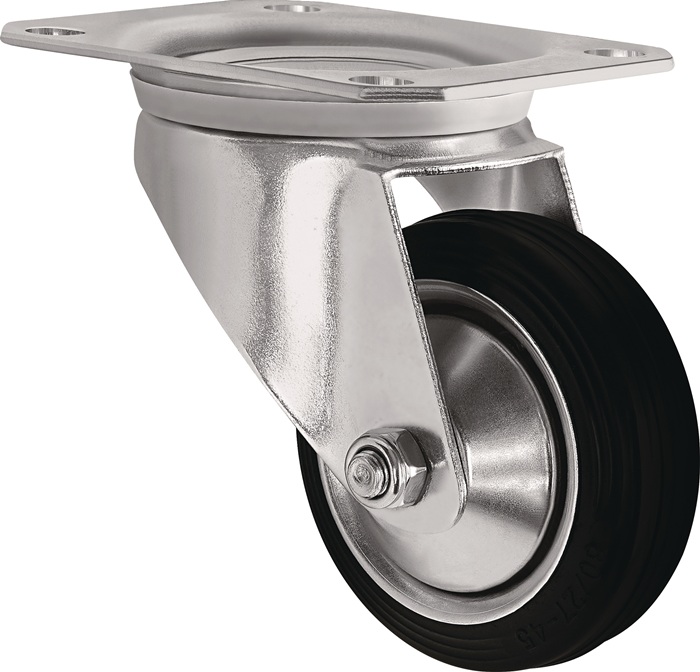Lenkrolle D.125mm Trgf.100kg VG Platte L105xB80mm TECWERK