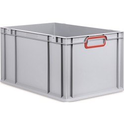 Transportstapelbehälter L600xB400xH320mm grau PP geschlossener Griff rot