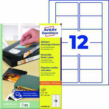 Avery Zweckform Etikett L4742REV-25 78,7x46,6mm ws 300 St./Pack.