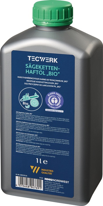 Sägekettenhaftöl BIO 52 mm²/s (bei 40GradC) 1l Flasche TECWERK