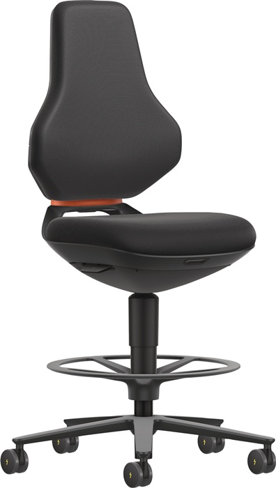 Arbeitsdrehstuhl TEXON Sitz-Stopp-Rl.u.Fußring Supertec schwarz 570-810mm BIMOS