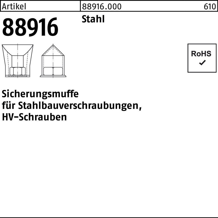 Sicherungsmuffe R 88916 f.HV M24 Stahl 10 Stück