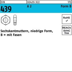 Sechskantmutter DIN 439/ISO 4035 FormB BM 16 A 2 100 Stück
