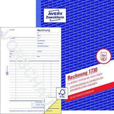 Avery Zweckform Rechnung 1730 DIN A5 2x40Blatt