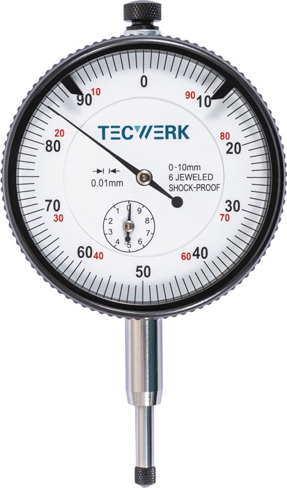 Messuhr DIN 878 10mm Abl.0,01mm m.Stoßschutz TECWERK