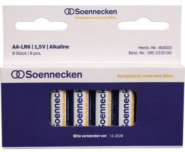Soennecken Batterie 80003 Mignon AA LR6 1,5 V 8 St./Pack