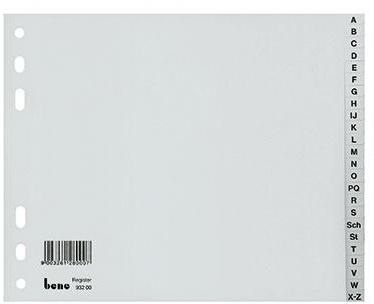 Bene Register 93200 A-Z DIN A4 halbe Höhe 24teilig Kunststoff grau