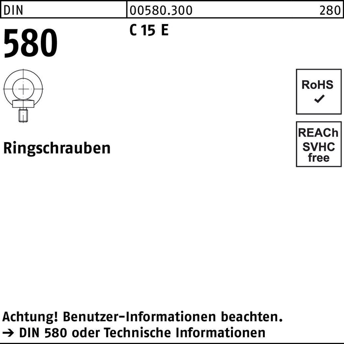 Ringschraube DIN 580 M22 C 15 E 1 Stück