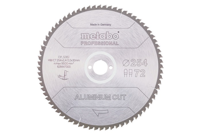 Kreissägeblatt aluminium cut professional D254x2,4/2,0xB30mm Z.72 FZ/TZ 5Gr. neg