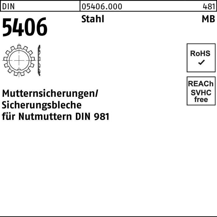 Sicherungsblech DIN 5406 MB 18/M 90x2 Stahl f.DIN 981 10 Stück