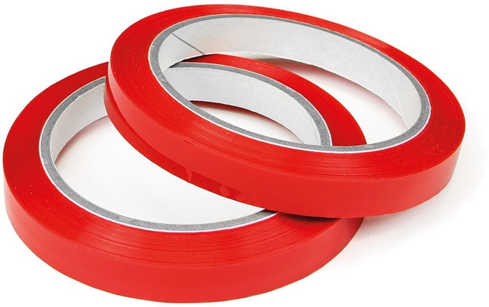 Klebeband f.Beutelschließer Breite 12mm Länge 66m Stärke 77µ rot TRANSPAK