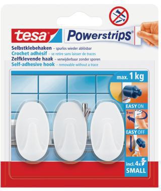 tesa Powerstrips Haken small oval 57533-00016 weiß 3 St./Pack
