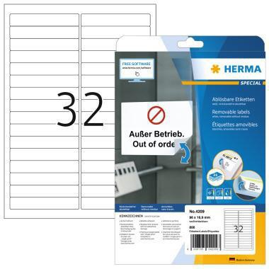 HERMA Etikett 4209 96x16,9mm ablösbar ws 800 St.