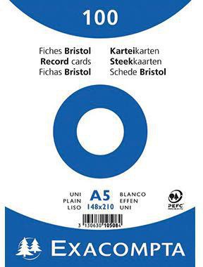 Exacompta Karteikarte 10508E DIN A5 blanko weiß 100 St./Pack.