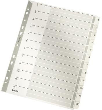 Leitz Register 43250000 DIN A4 1-12 volle Höhe 160g Karton grau