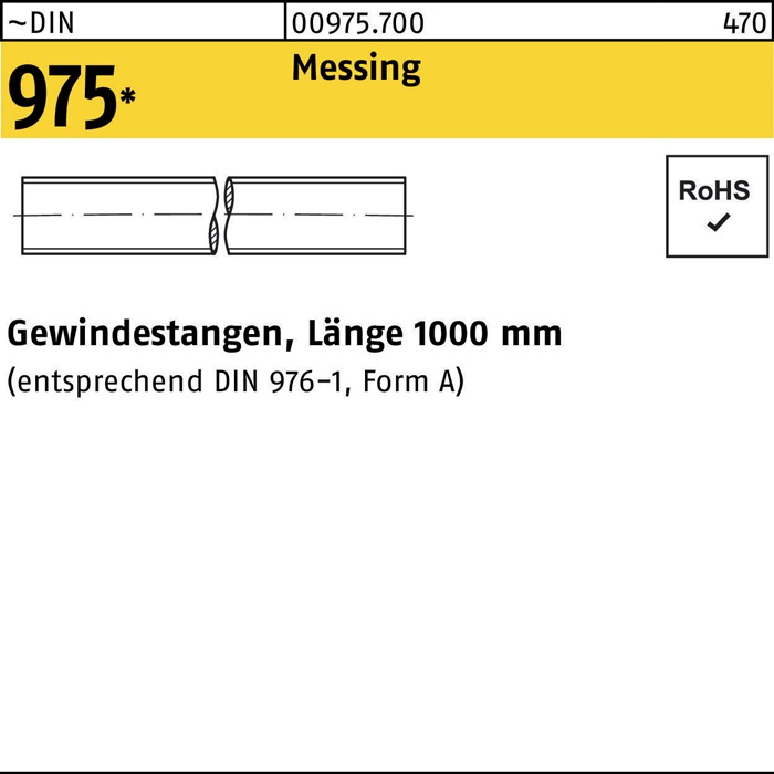 Gewindestange DIN 975 M18x 1000mm Messing 1 Stück