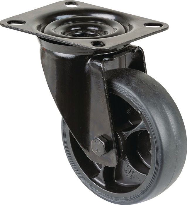 Lenkrolle D.100mm Trgf.110kg Ku.Platte L104xB80mm BS ROLLEN