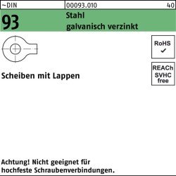 Unterlegscheibe DIN 93 Lappen 19 Stahl galv.verz. 100 Stück