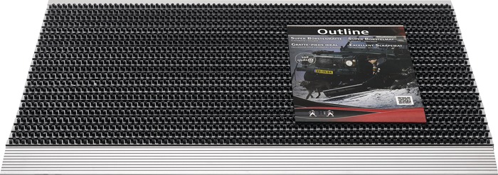 Fußmatte schwarz/silber PP/Alu L700xB1000xS22mm