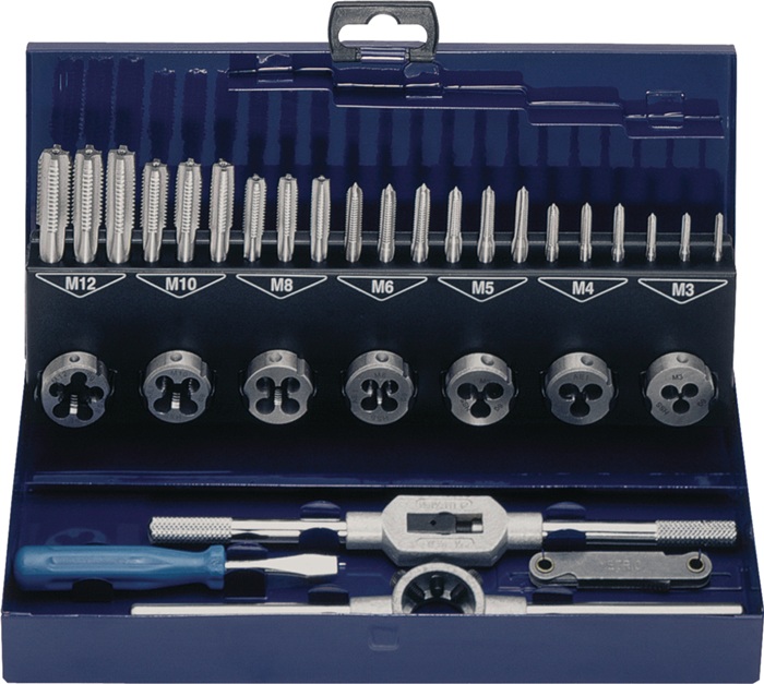 Gewindeschneidzeugsatz M3-M12 32tlg.HSS Metallkass.TECWERK