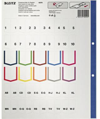 Leitz Register 12780000 blanko DIN A4 20teilig PP grau