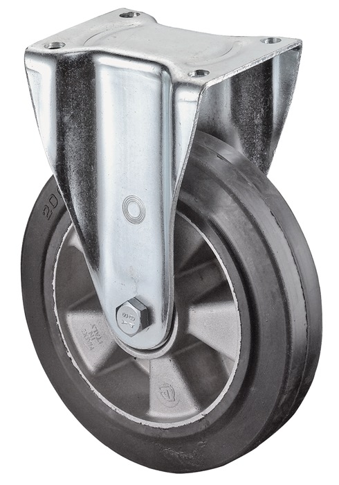 Schwerlast-Bockrolle D.125mm Trgf.200kg Elastikgummi 105mm 85mm BS ROLLEN