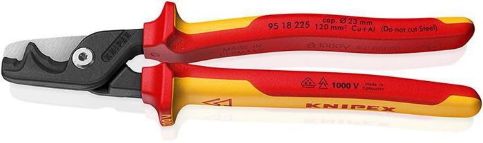 Kabelschere StepCut® XL L.225mm Kopf brün.VDE Mehrkomp.-Hüllen KNIPEX