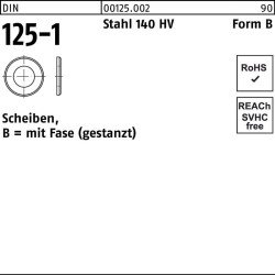 Unterlegscheibe DIN 125-1 B 46x 85x7 Stahl 140 HV 25 Stück
