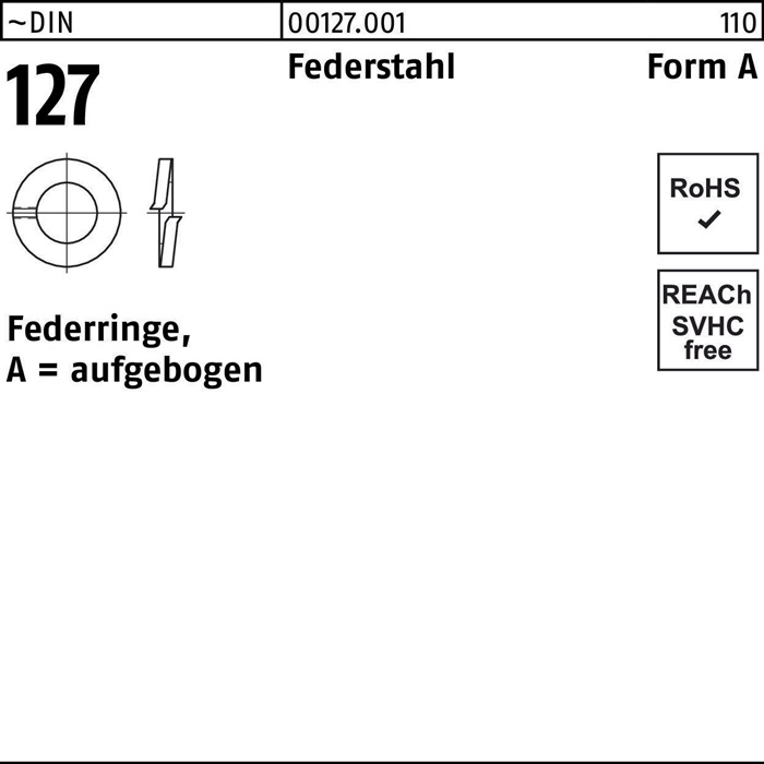 Federring DIN 127 A 12 Federstahl 100 Stück