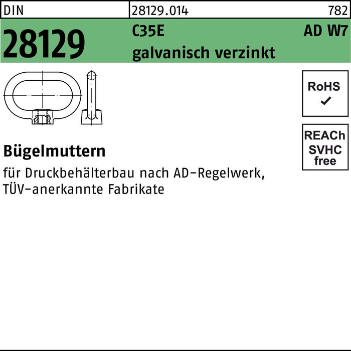 Bügelmutter DIN 28129 M16 C35E ADW7 galv.verz. 1 Stück
