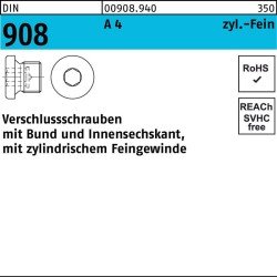 Verschlußschraube DIN 908 Bund/Innen-6kt M16x 1,5 A 4 100 Stück
