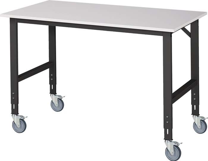 Werktisch B1500xT800xH910-1230mm Arbeitsplatte Melamin Gestell grau