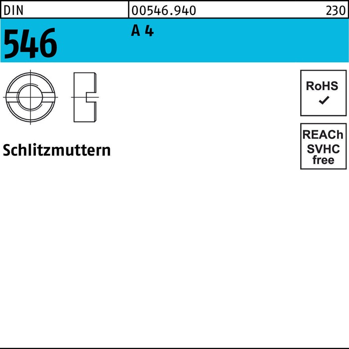Schlitzmutter DIN 546 M5 A 4 100 Stück