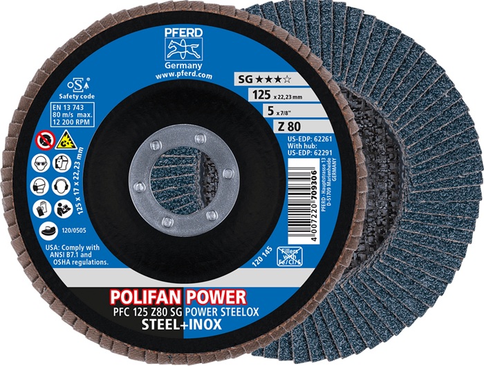 Fächerscheibe POWER STEELOX D.125mm K.80 INOX ZK Z Ausf.kon.PFERD