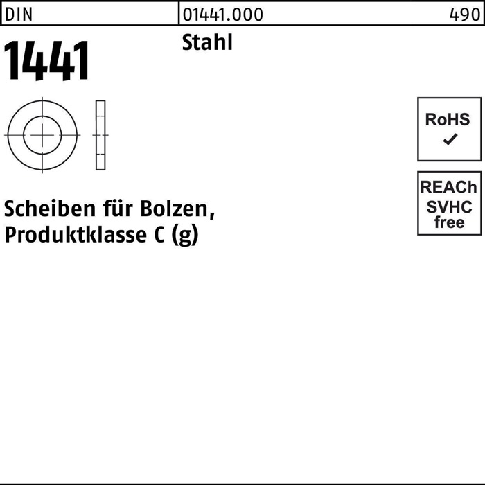 Scheibe DIN 1441 f.Bolzen 29x 42x 5 Stahl 100 Stück
