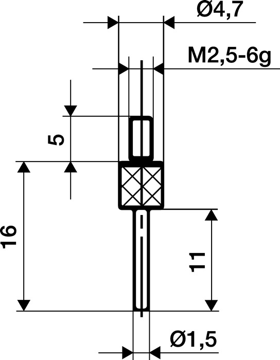 Messeins.D.1,5mm L.11mm Stift M2,5 STA z.Messuhren KÄFER