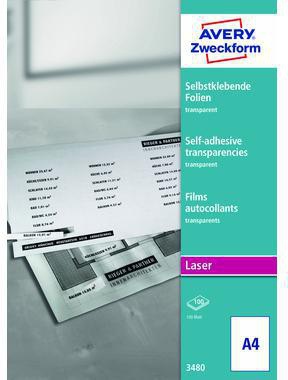 Avery Zweckform Laserfolie 3480 210x297mm transparent 100 St./Pack.