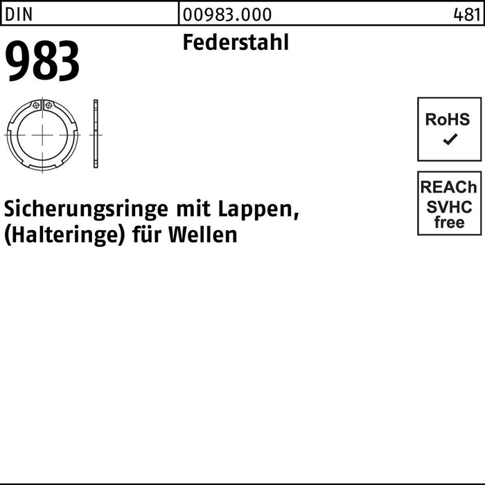 Sicherungsring DIN 983 Lappen 25x 1,2 Federstahl 500 Stück