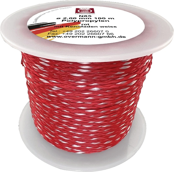 Maurerschnur L.50m D.1,7mm 40kg PP rot/weiß