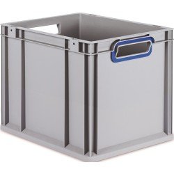 Transportstapelbehälter L400xB300xH320mm grau PP offener Griff blau