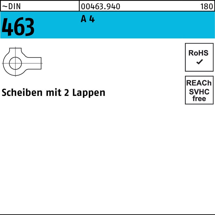 Scheibe DIN 463 m.2 Lappen 10,5 A 4 25 Stück