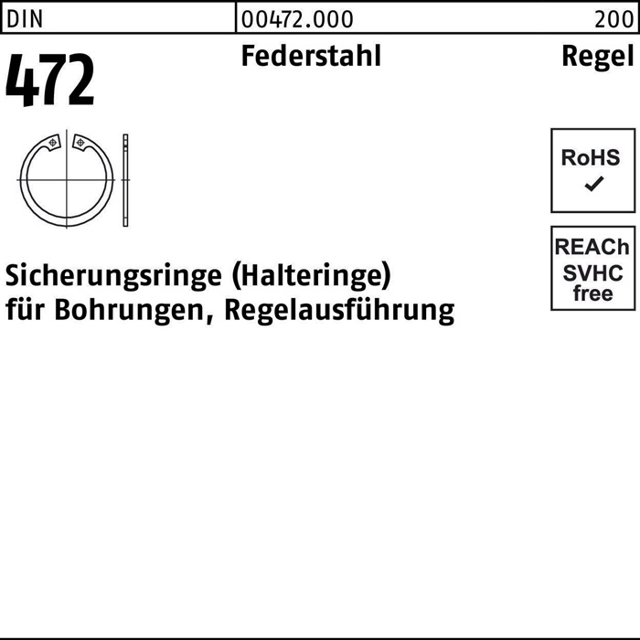 Sicherungsring DIN 472 51x 2 Federstahl Regelausf. 100 Stück