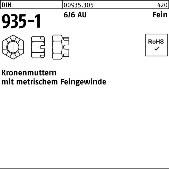 Kronenmutter DIN 935-1 M24x 2 6 25 Stück