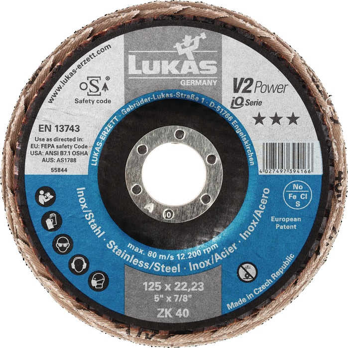 Fächerscheibe V2 POWER ZK D.125mm K.40 fl.STA ZK LUKAS