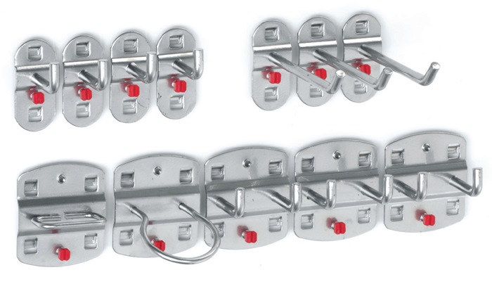 Werkzg.h.BxHmm 9 div.Haken/3 Doppelhaken 12-tlg.RASTERPLAN
